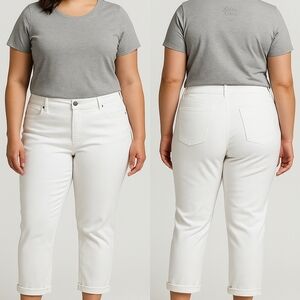 Eddie Bauer Women's Cropped White Jeans